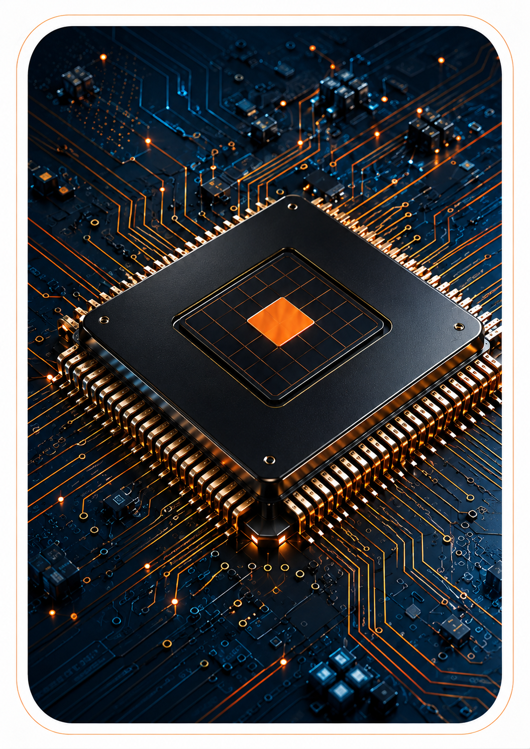 Advanced semiconductor chip mounted on a circuit board
