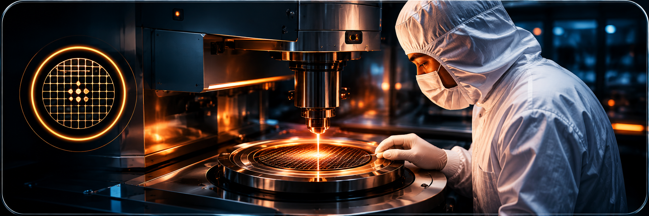 Semiconductor fabrication process under microscope